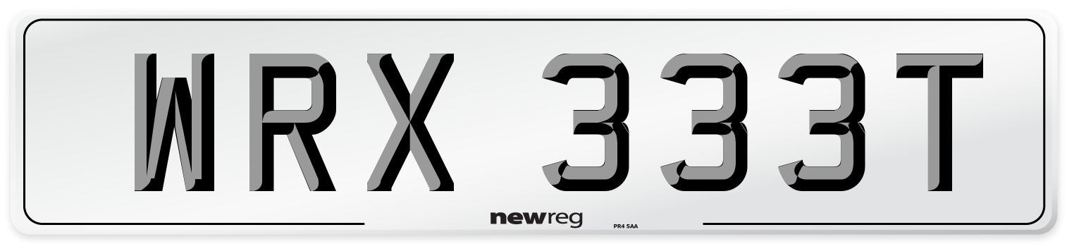 WRX 333T Number Plate from New Reg